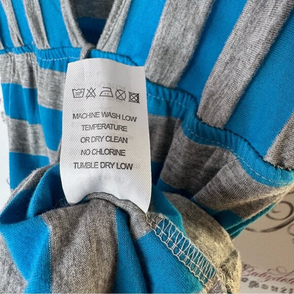 Lagaci sport top tshirt stripes tie up bow ribbon Blue and Gray Striped Top - Picture 7 of 7